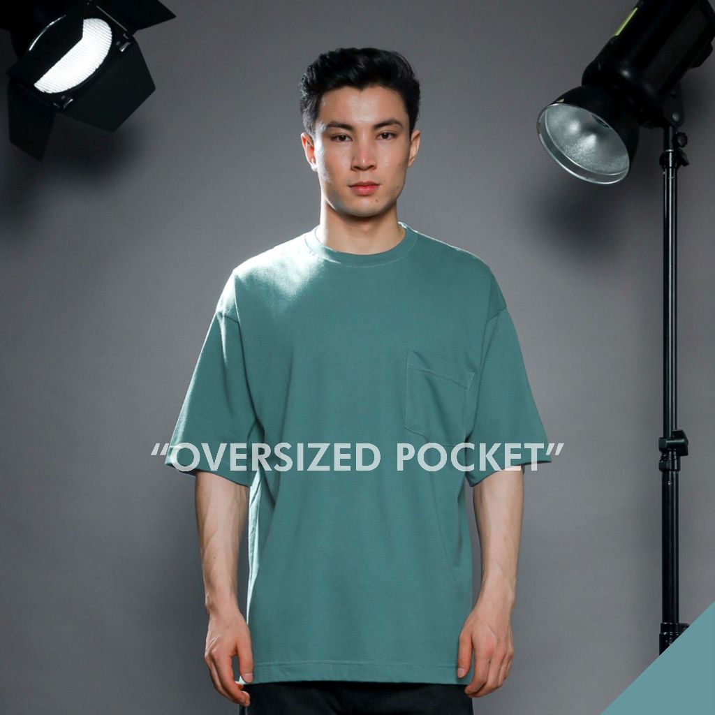 REASER Oversize Pocket Tees Kaos Polos Saku - Mineral Green