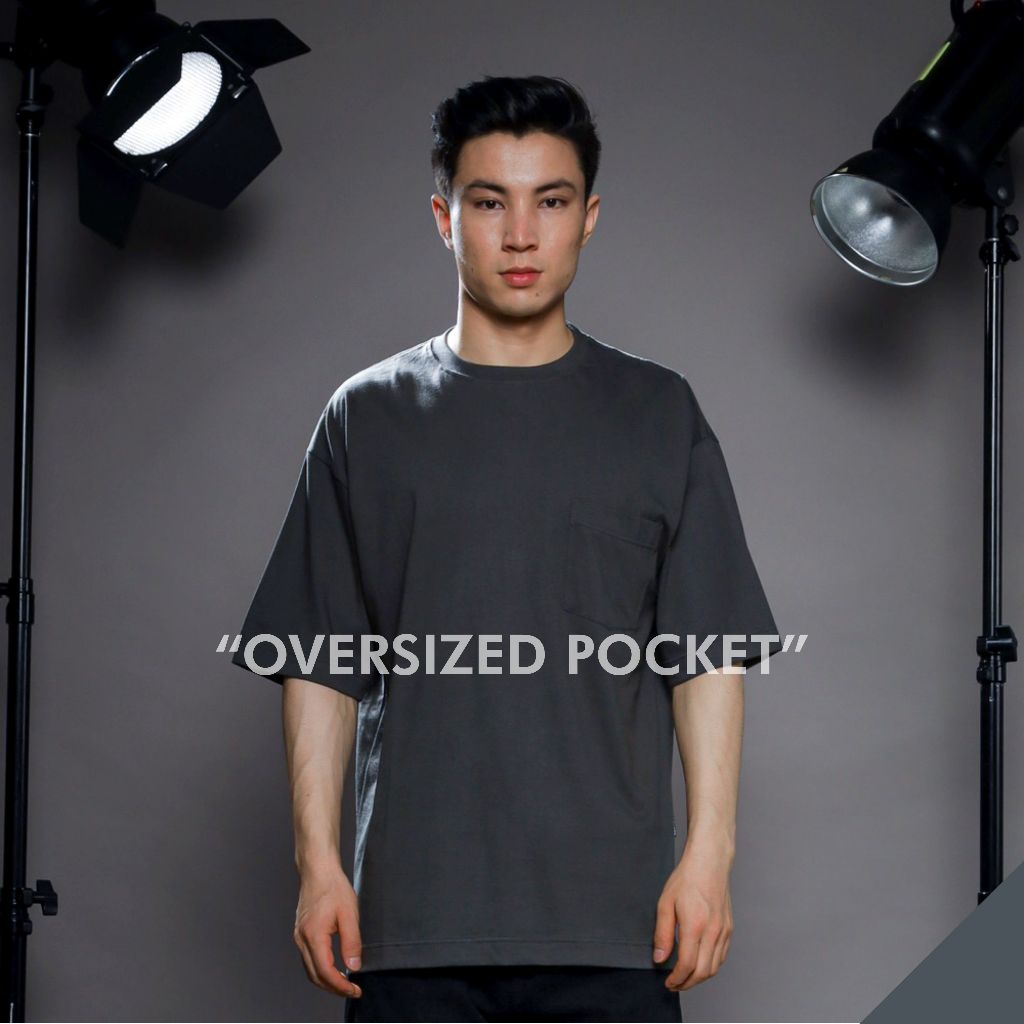 REASER Oversize Pocket Tees Kaos Polos Saku - Dark Grey
