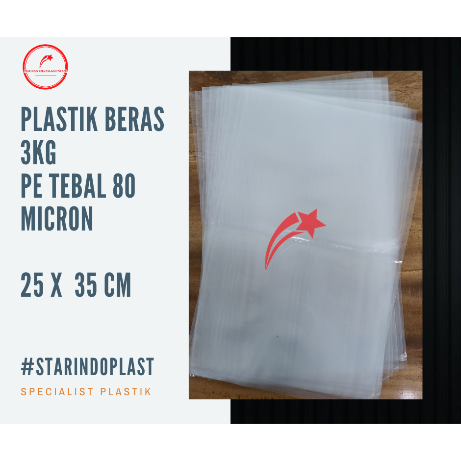 Plastik Beras PE 3kg Polos Isi 50 lembar Ukuran 25x35cm Starplast