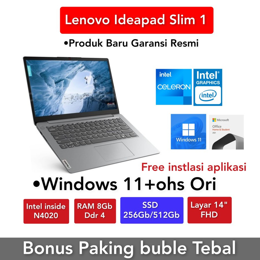 Laptop Lenovo Ideapad Slim 1 N4020 8GB 256GB 14" Windows 11
