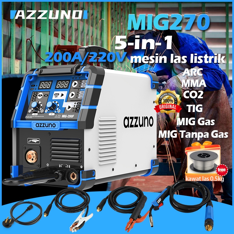 AZZUNO mesin las listrik argon multipro/mesin las aluminium/5 in 1 mesin las tig argon otomatis/trav