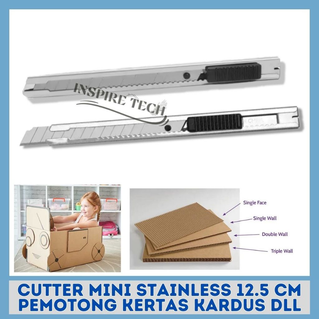 

Cutter Mini Stainless 12.5 CM Pemotong Kertas Kardus Dll