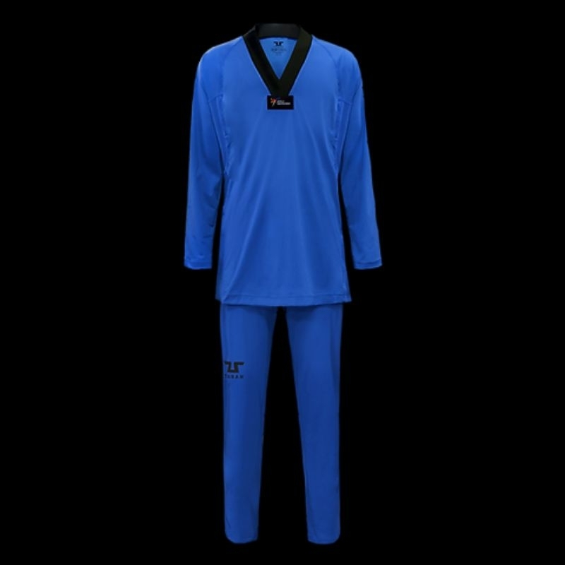 TUSAH - EVO Uniform Blue Dobok Slimfit Taekwondo Hapkido Biru Kerah Hitam