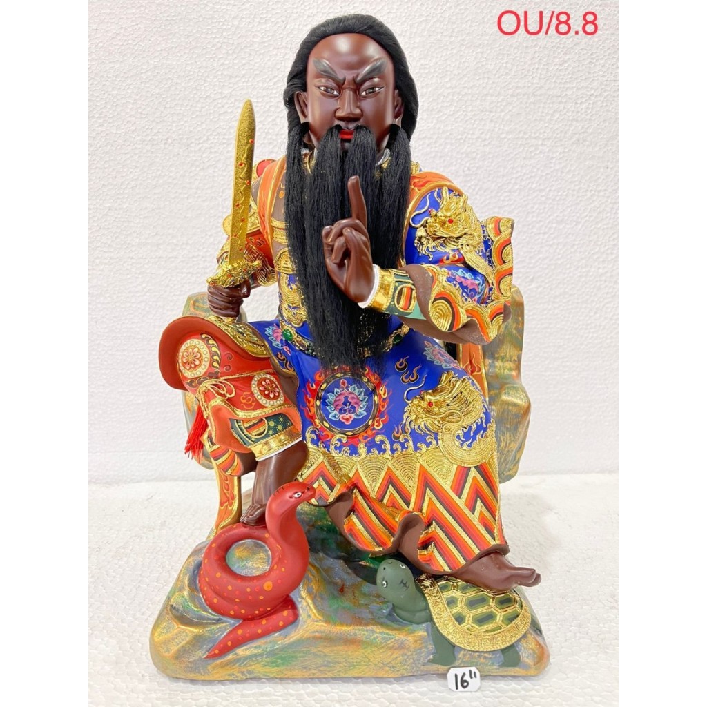 patung dewa hian tian / siong te kong - kayu - 16 inch - l - 23 - M