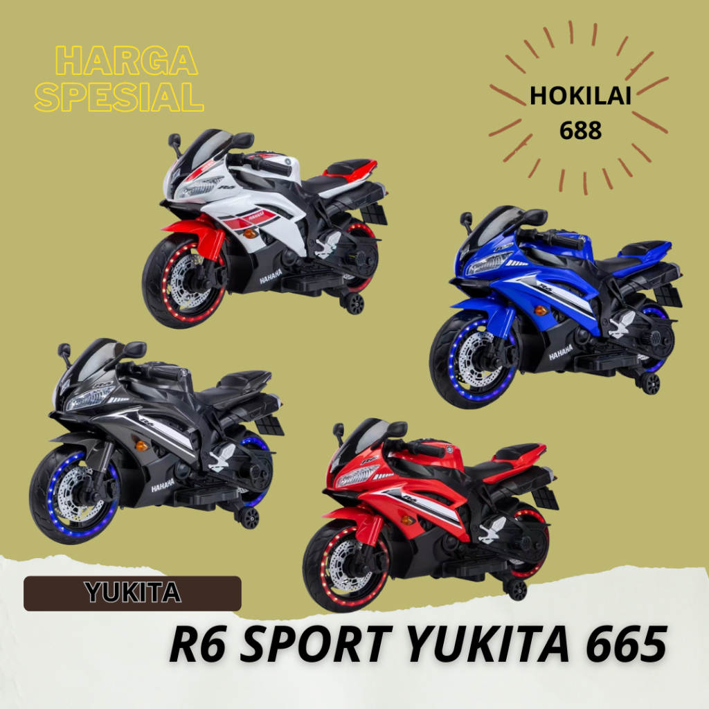 Maenan Anak Motor Aki R6 SPORT YUKITA 665 - Motoran Aki Sport Anak NEW