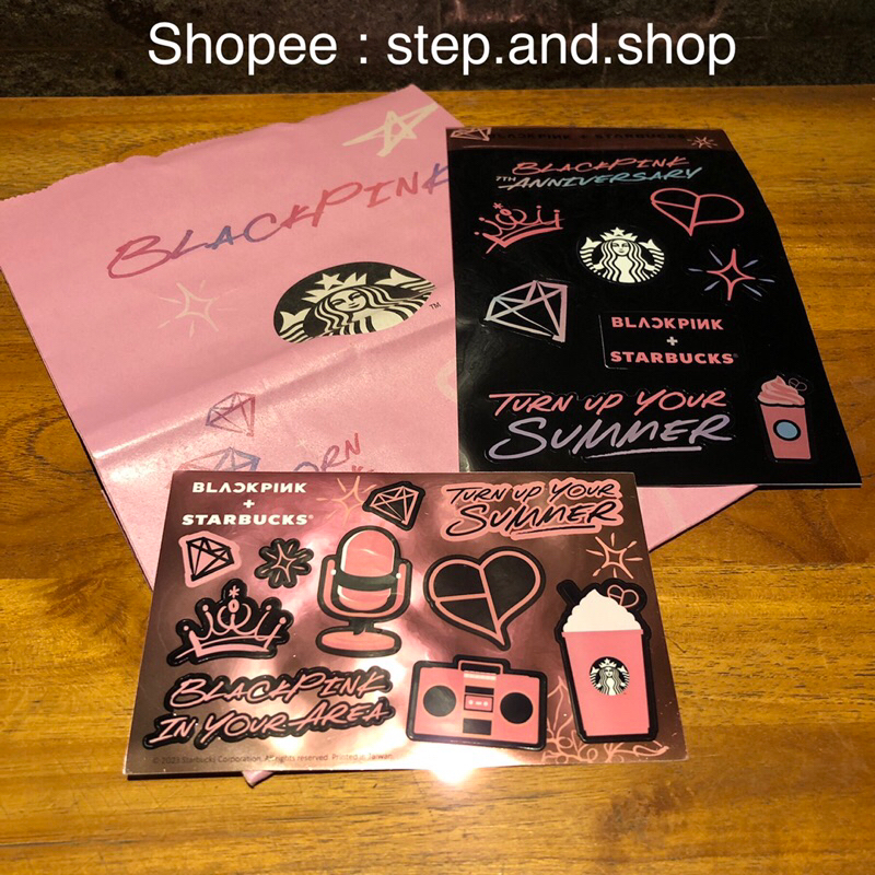 

Starbucks Blackpink Set Combo - 2 Sticker + 1 paper bag - Limited Edition
