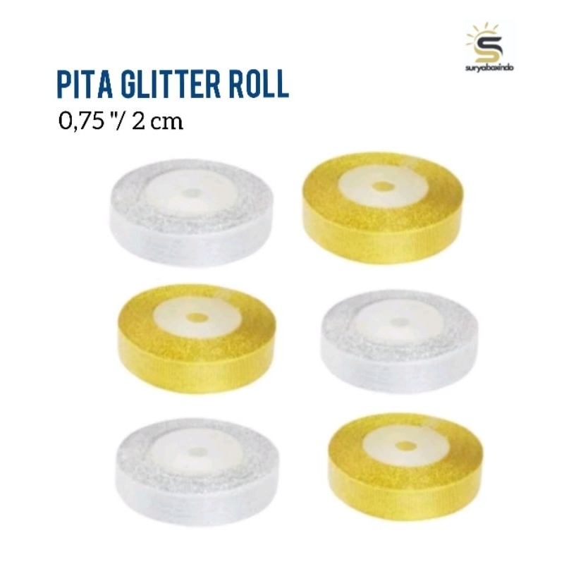 

Pita Gliter 20 mm/2 cm /0.75"/Pita kado ( 25 yard) /Pitakado