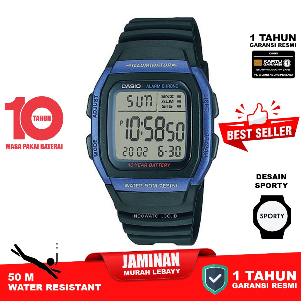 Casio W-96H-1BV w96h jam tangan original garansi resmi