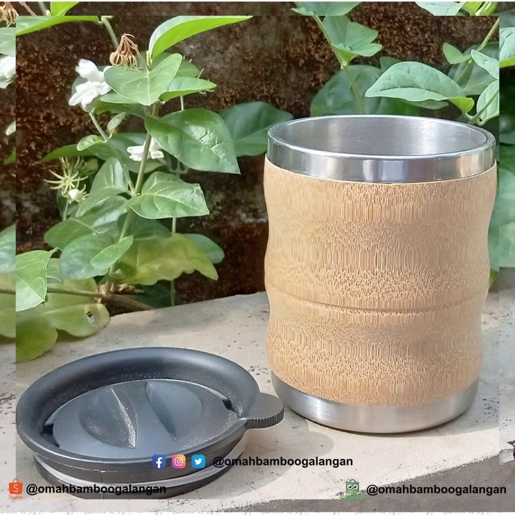 Mug Bambu Stainless souvenir Mug Bambu unik murah elegan Antik Mug Bambu Gelas Stainless Kapasitas 4