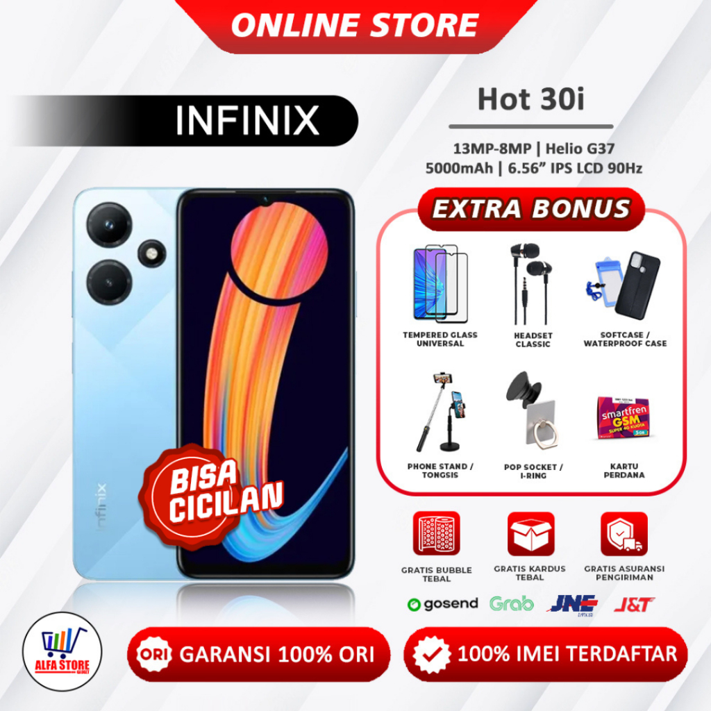 Infinix Hot 30i ram 8/128Gb- hot 11s 4/64Gb- hot 20i 4/64gb -hot 12i 4/64gb garansi resmi