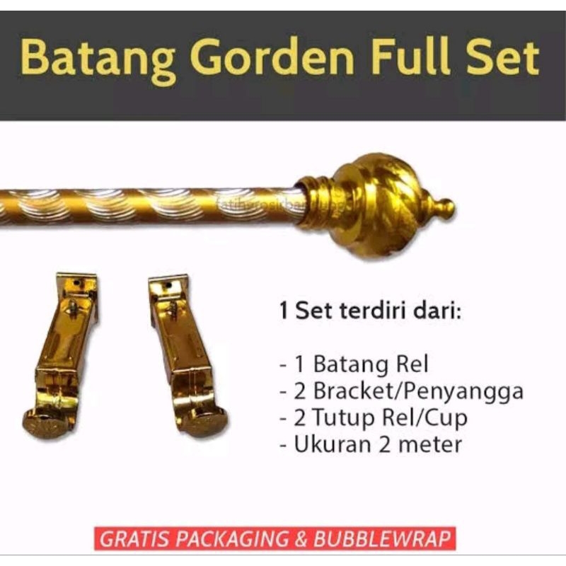 MG Rell Rolet Batang Gorden 2 Meter, 1,5 Meter Dan 1 Meter Full Set Rel Hordeng/ Tiang Tongkat
