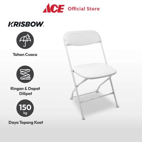 Sale Terbatas.. Ace - Krisbow Olympic Kursi Lipat - Putih Foldable Multifunction Chair  Tempat Duduk