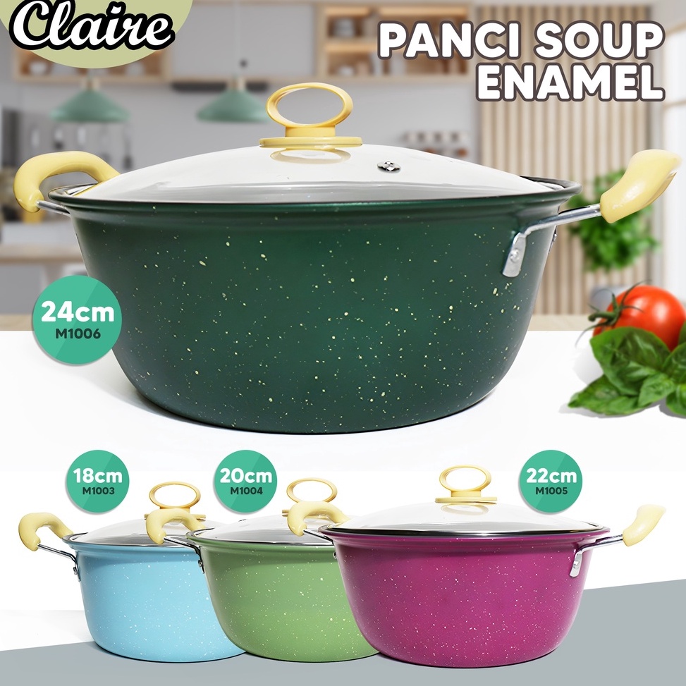 Murah Banget.. Panci Sop Banyak Ukuran / Panci Sop Enamel Stainless / Soup Pot Panci Susu Enamel