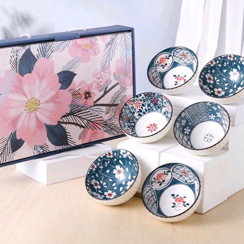 Langsung Order.. GOLDEN Mangkok Jepang Natal  Set Piring Mangkok Keramik Hampers Mangkok Jepang set 