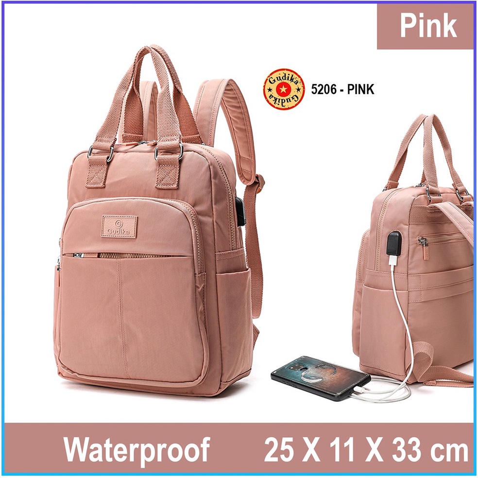 TERMURAH GUDIKA 5206 - Tas Ransel Laptop Wanita Kekinian Import Original Terbaru Bahan Nilon Waterpr