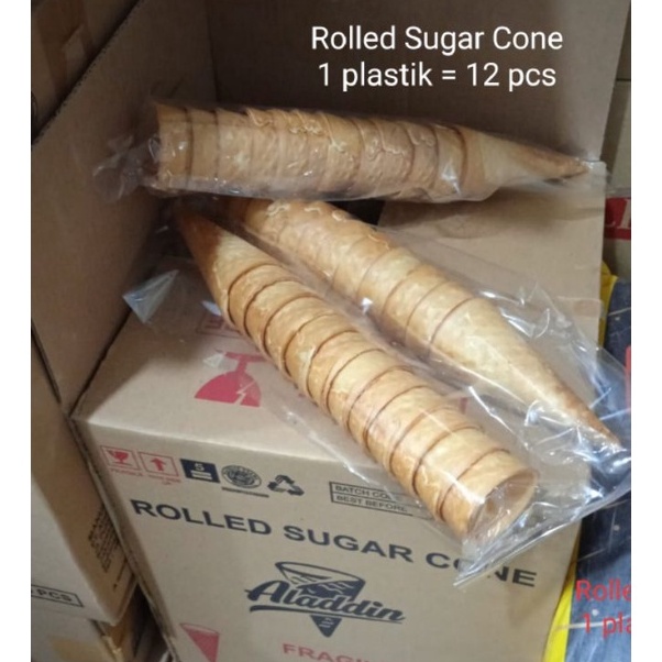 

RXXK6590 DiSkon !! Cup Cone Rolled Sugar Aladdin / Corong Es / Cup Cone Es (1 plastik = 12 pcs)