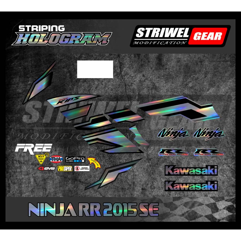 Ninja RR Stiker List Striping Variasi Motif Ori Hologram Kawasaki Ninja RR New 2015 SE/Ninja RR Spec