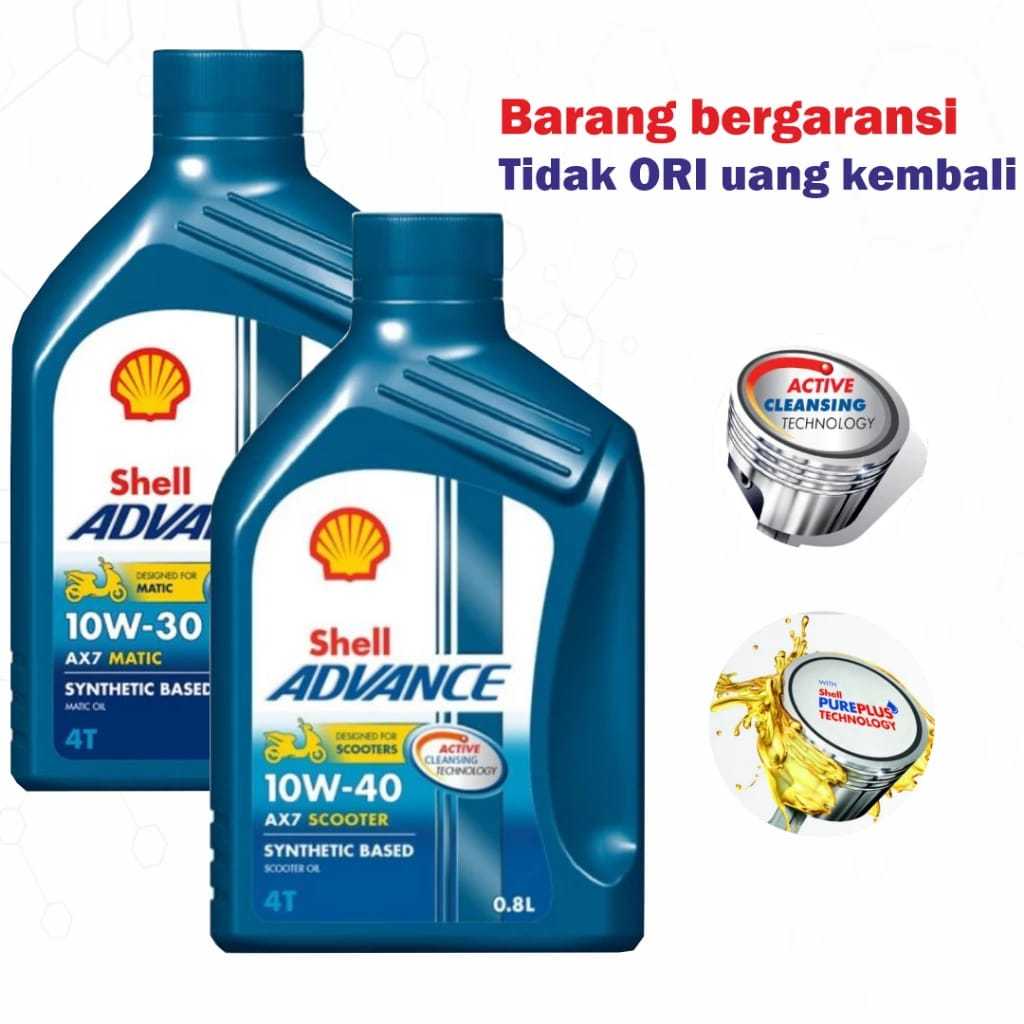 Oli Mesin SHELL ADVANCE SCOOTER AX7 MATIC [ 10W-30 & 10W-40 ] 4T 0,8L 800ml Mesin Sepeda Motor ALL M