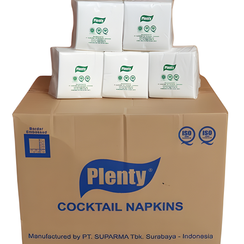PLENTY COCKTAIL NAPKIN FULL EMBOSS BLUE