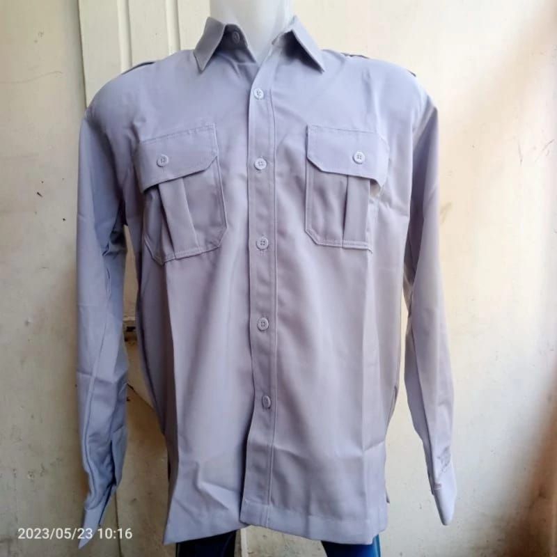 Kemeja Dishub lengan panjang, baju dishub abu abu panjang