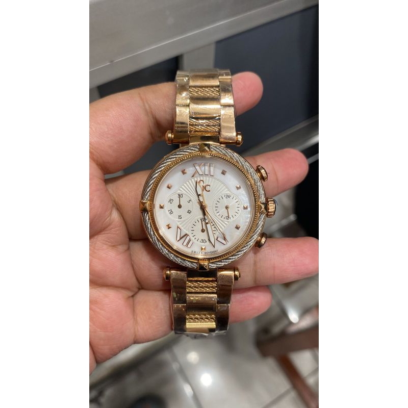 Jam tangan cewek GC Y16002L-1 Guess collections / GC cablehic Rosegold Elegan  Fullset