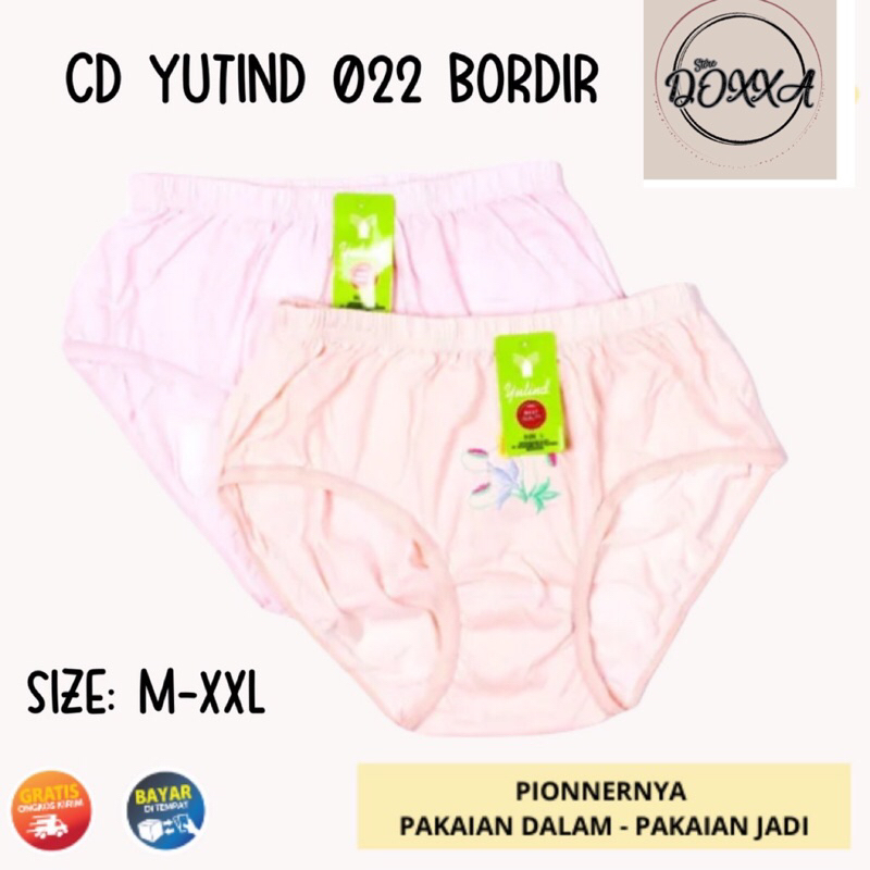 12Pcs CD Celana Dalam Wanita Yutind Motif Bunga Bordir