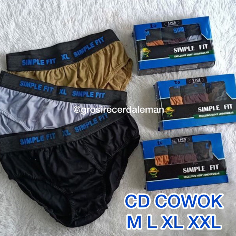 3pcs CD Celana Dalam Pria Simple Fit Box Biru