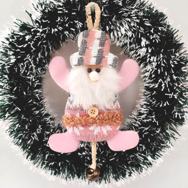 Promo Gantungan Boneka Pink Santa Snowman Lonceng  Kado Natal Unik Plush Toy - AB8087 SANTA Berkuali