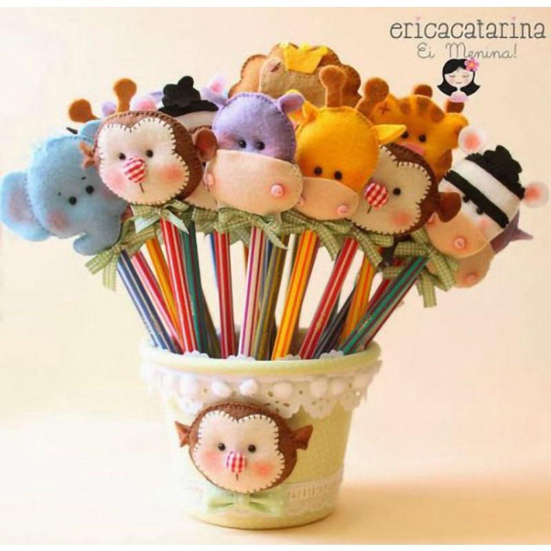 

pensil hias boneka flanel