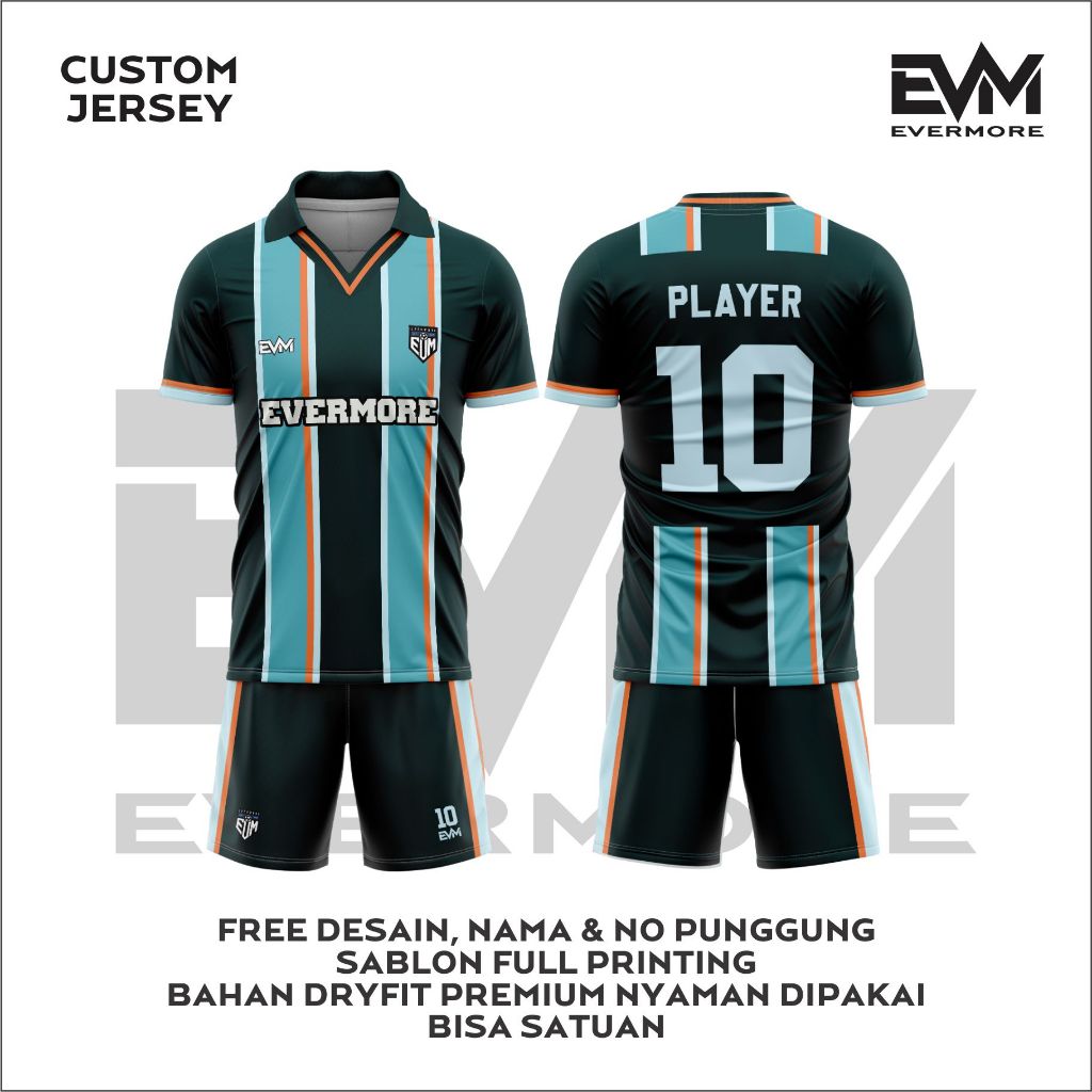 Jersey Futsal GREEN VINTAGE Full Printing FREE Custom Dryfit Premium EVM SPORT
