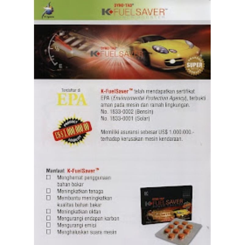 K FUEL SAVER ORIGINAL K LINK.TABLET MULTI FUNGSI BAHAN BAKAR KENDARAAN
