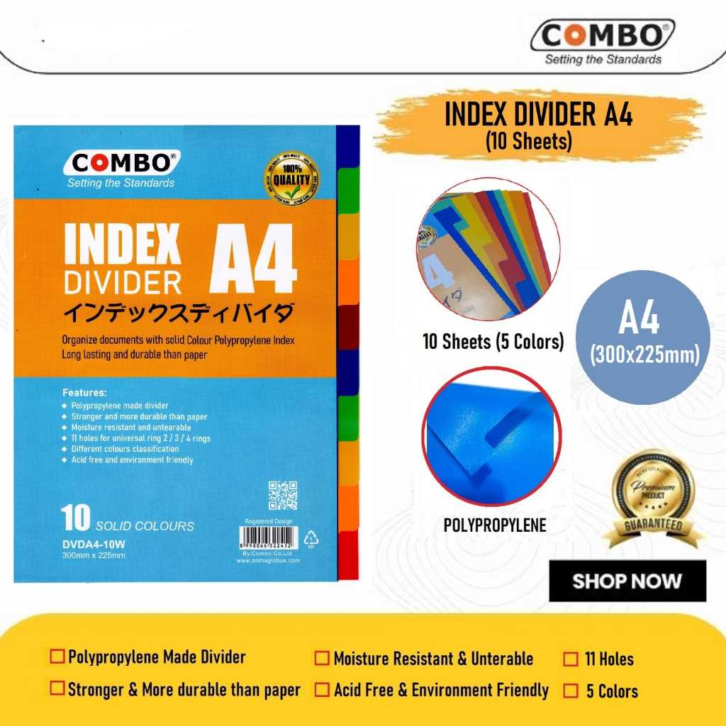 

Pembatas Binder 10 Warna/ Divider A4 10 Warna / Combo Odner A4 10W