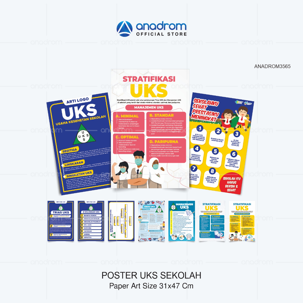 Poster UKS - Usaha Kesahatan Sekolah | Poster Trias UKS | Poster Arti logo UKS | Poster 8 Golongan U