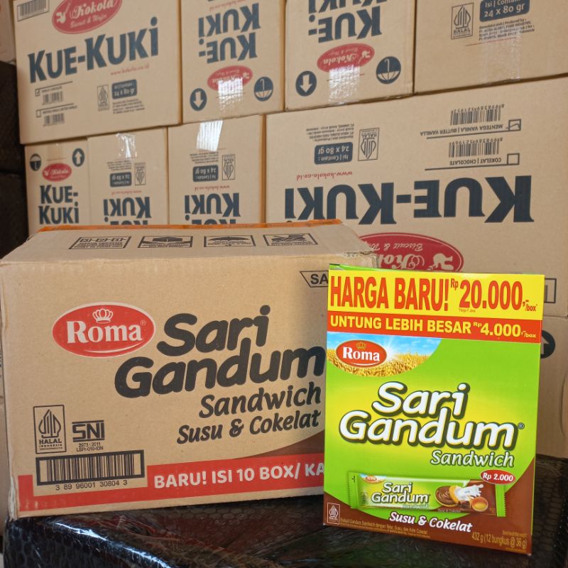 

Roma sari gandum box 36 gram 1 dus isi 10 box 1 box isi 12 pcs