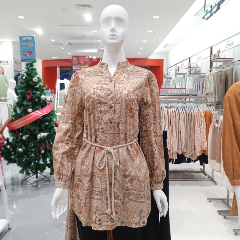 EXPAND Blouse atasan wanita tali pingang motif