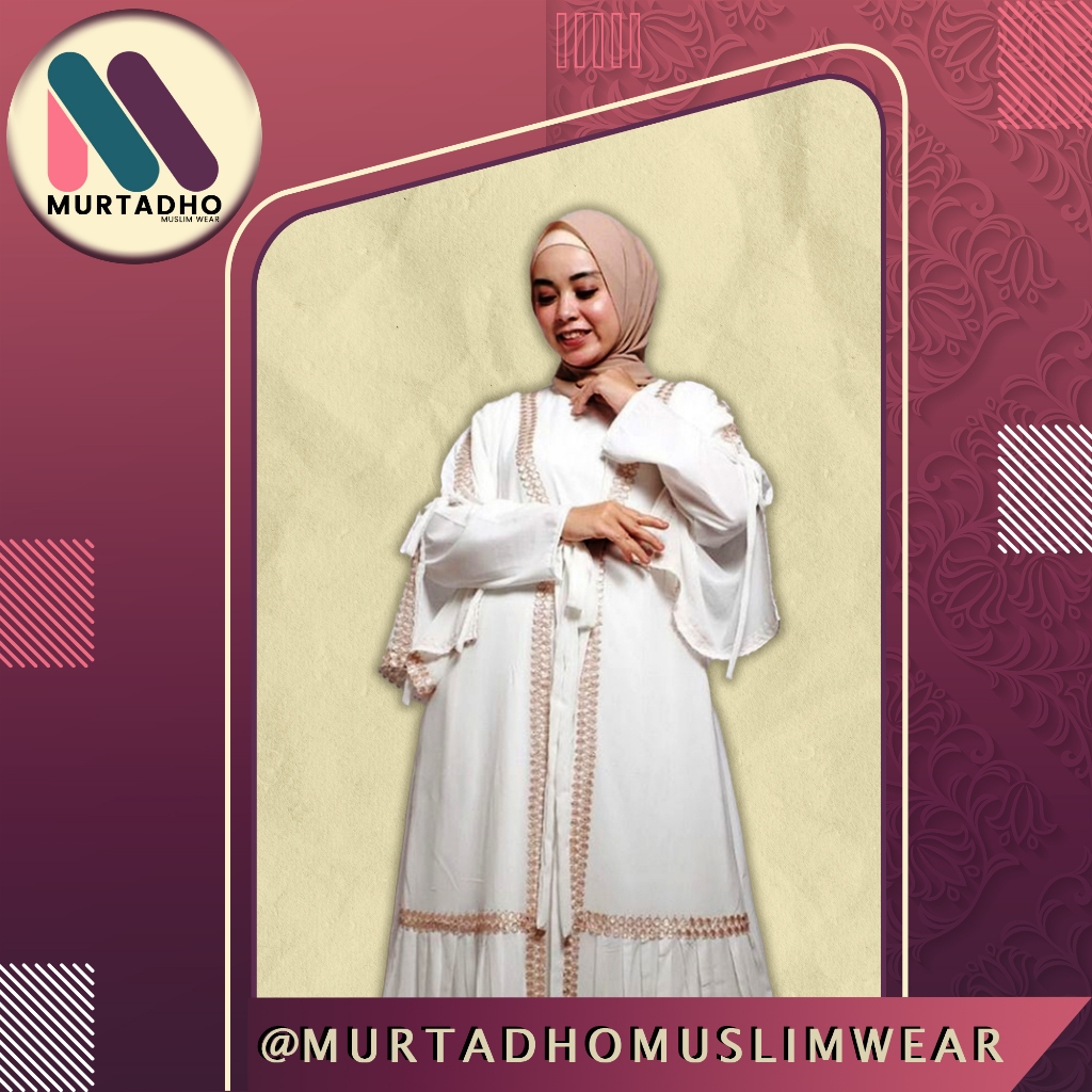 (BISA COD) GAMIS ABAYA PUTIH TULANG TERLARIS KOMBINASI RENDA IMPORT / GAMIS ABAYA TURKEY BAHAN SERUT