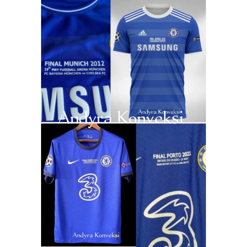 Edisi Terbatas Jersey Chelsea CF Final UCL / Champions League 2012 dan 2021 - FULL PRINTING - Gratis