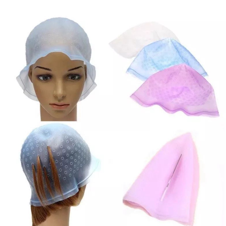 [❊K72➢] topi semir rambut karet silicon cat rambut topi highlight topi warnai rambut topi blaching t