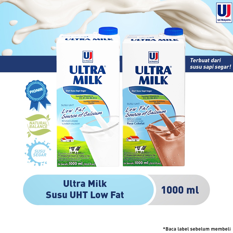 

Model Terkini!! Ultra Milk Susu UHT Low Fat 1L - Plain / Cokelat 40