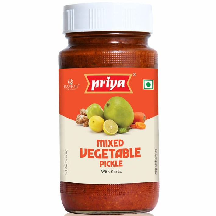 

Acar India MIXED VEGETABLE PICKLE PRIYA WITH GARLIC 300G / Acar Sayuran