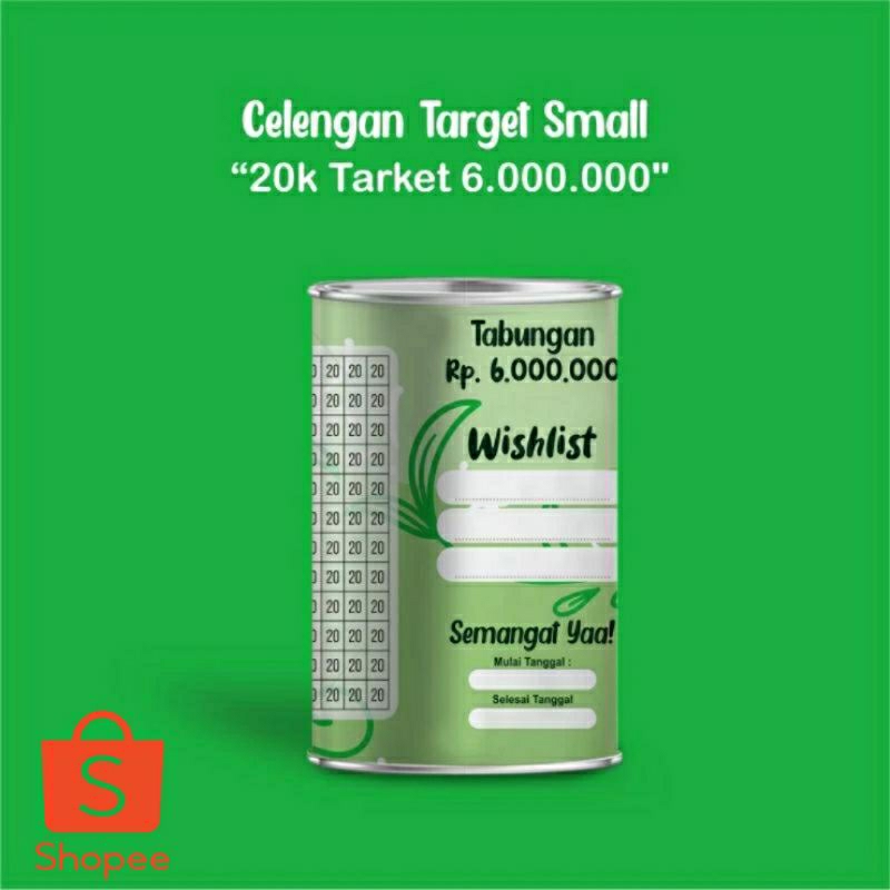 CELENGAN TARGET MURAH CELENGAN VIRAL CELENGAN TIKTOK TABUNGAN BUKA TUTUP ( SMALL  20 RIBU TARGET 6 J
