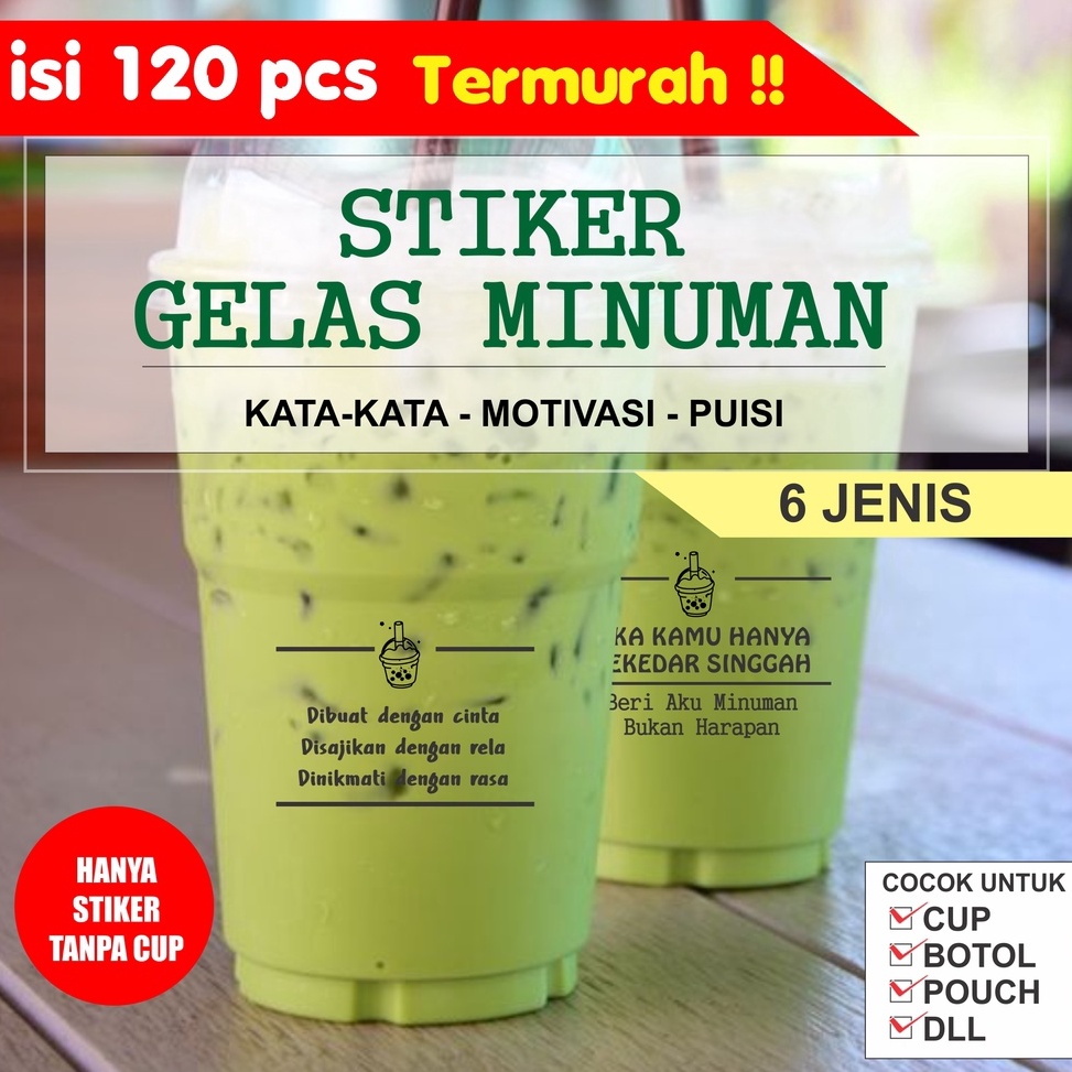 

87 120 Pcs Stiker Kata-Kata Gelas Minuman Pasti Murah