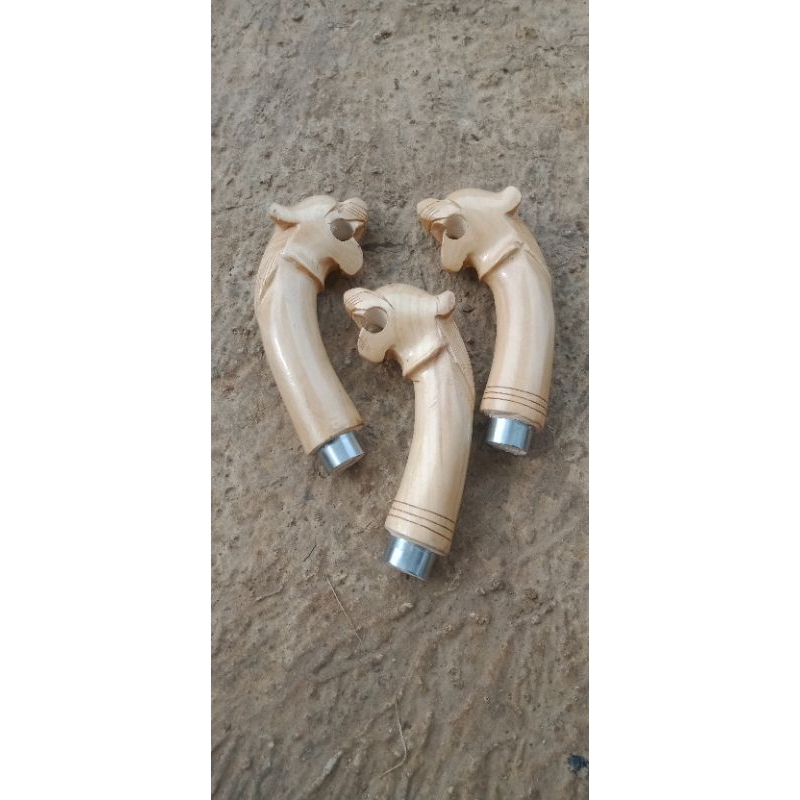 Gagang Golok Kayu Kopi Ukir Singa