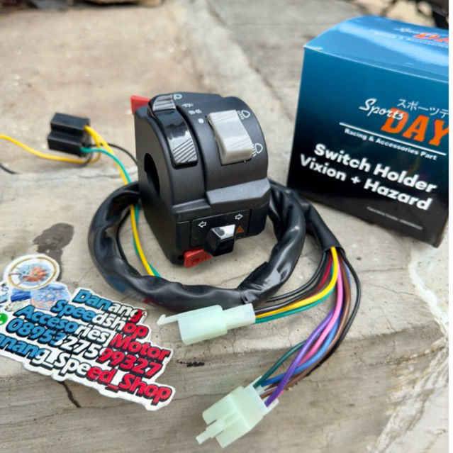 Holder Kiri vixion old + Hazard Merk DAY Universal Semua Motor CB GL MEGAPRO TIGER MP NINJA N MAX X 
