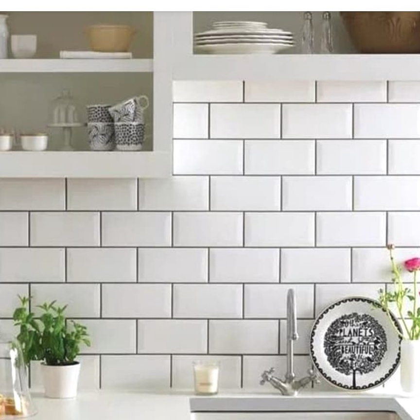 Tren Terbaru.. KERAMIK DINDING DAPUR 10X20 PUTIH GLOSSY-subway matte glossy white 10x20-KERAMIK BEVE