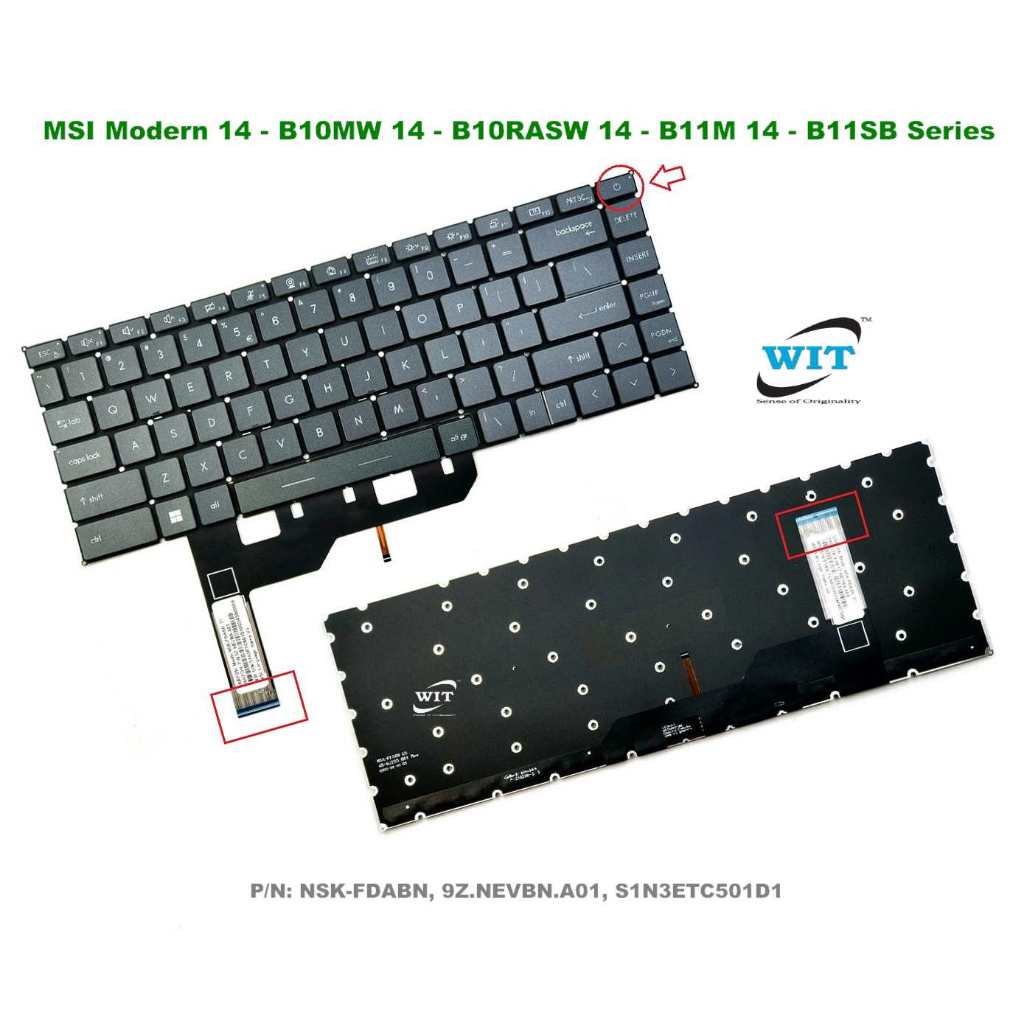 KEYBOARD MSI Modern 14 B11S B10MW B10RASW B10RBSW B11M BACKLIGHT