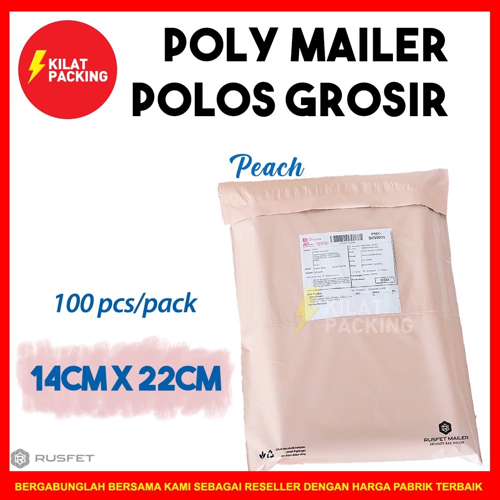 

12.12 Brands Festival POLYMAILER PEACH POLOS 14CM X 22CM / AMPLOP PLASTIK PACKING RUSFET PREMIUM TERMURAH - PACK grosir