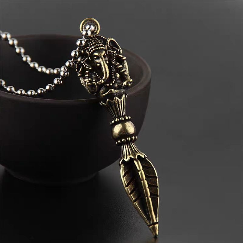 Kalung Liontin Vajra Ganesha Kuningan Pria Wanita