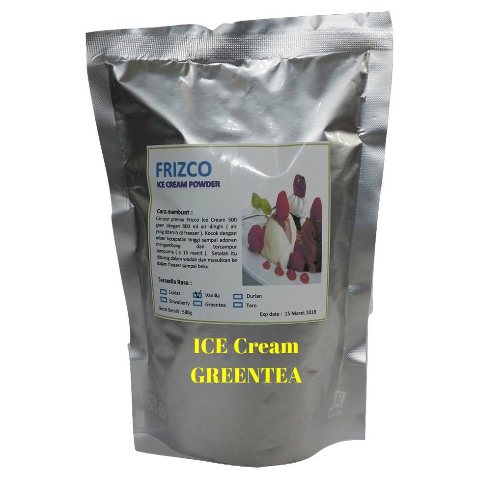 

⚡BEST SELLER⚡ GREENTEA Ice Cream Frizco Instant Powder 500Gr Frisco Bubuk Es Krim hard ice cream teh Hijau