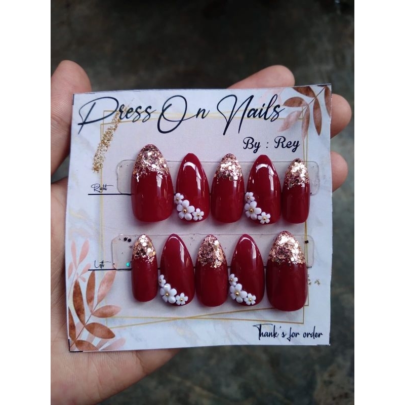 GLAMOUR 004 | KUKU PALSU WEDDING WARNA MAROON FREE LEM